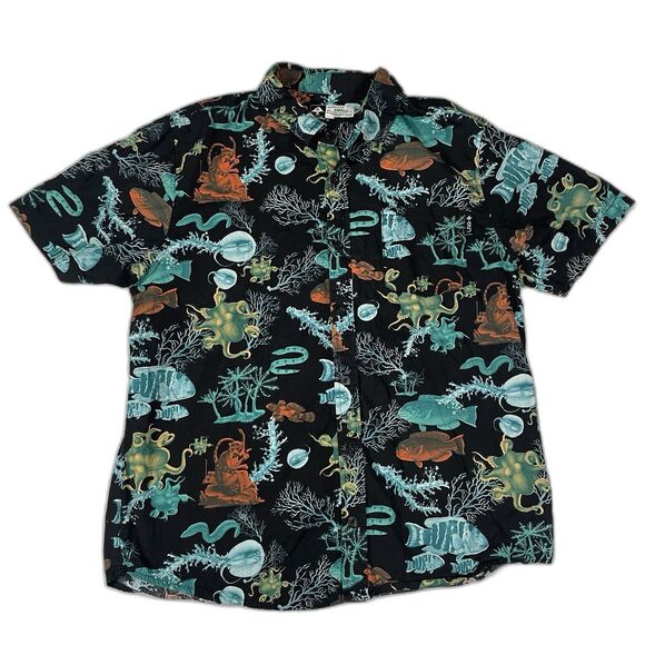 Lifted Research Group Mens Small Funky Underwater Fish Octopus Ocean Print - Picture 1 of 5
